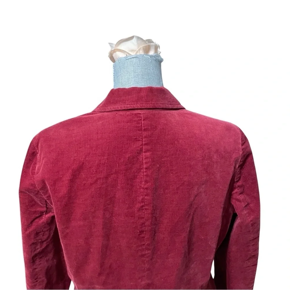 Talbots Petites 14P Red Corduroy Blazer Jacket 3-Button Cotton Spandex